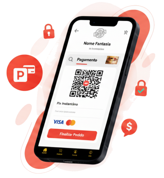 Pagamentos online Pix e cartão no cardápio digital