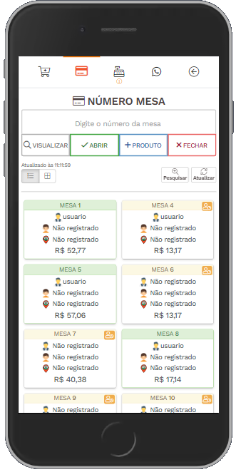 App mesas e comandas